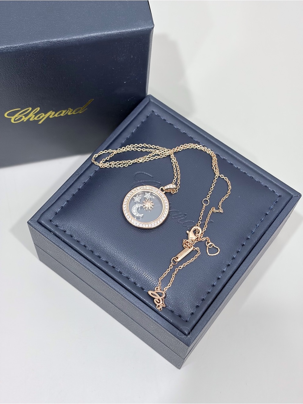 Chopard Rose Gold Sun & Star Locket Necklace with Mother-of-Pearl